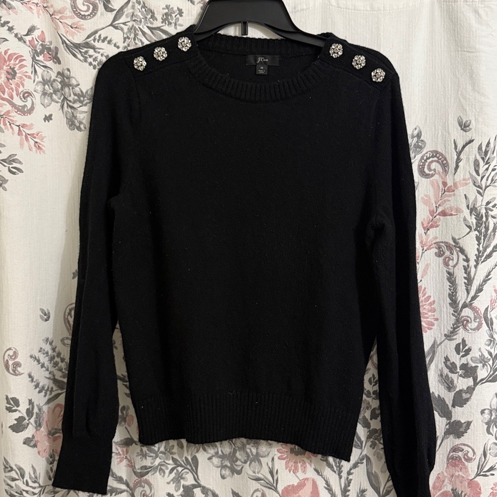 J. Crew Black Rhinestone crewneck